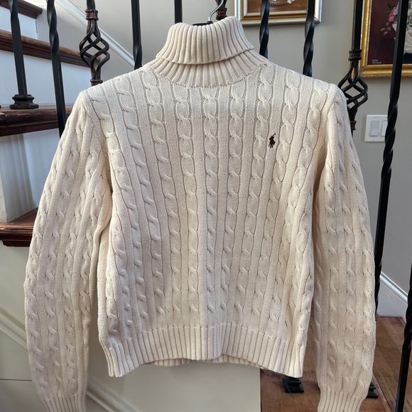 Polo Ralph Lauren Sweaters - Polo Ralph Lauren Cream Cable Knit Turtleneck Sweater